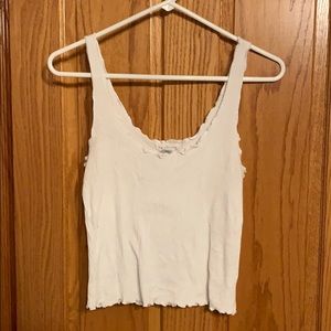 Full Tilt White Crop Ribbed Tank